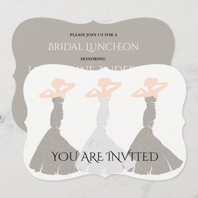 BRIDE CO Silver Champagne Bridesmaid Brautparty Einladung (Vorne/Hinten)