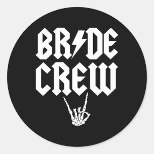 Bride Crew Rock'n'Roll Gothic Halloween Chelorette Runder Aufkleber