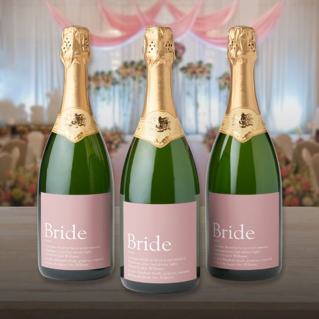 Bride Definition, Bridal Shower, Wedding (Bride Definition Bridal Shower Wedding Dusty Rose Sparkling Wine Label)