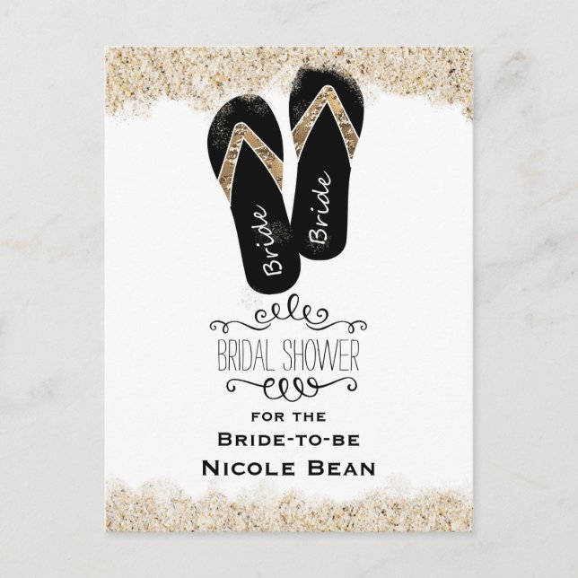 Bride Dreh Flop Sandals Summer Beach Brautparty Einladungspostkarte (Vorderseite)