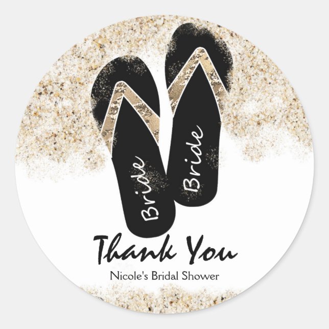 Bride Dreh Flop Sandals Summer Beach Brautparty Runder Aufkleber (Vorderseite)