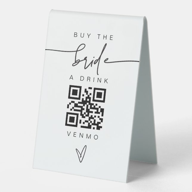 Bride Drink Bar Sign QR Code Bargeld Scan G400 Tischaufsteller (Rückseite)
