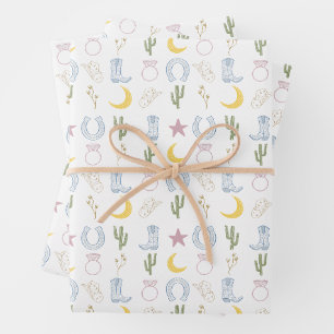 Bride ‘Em Cowgirl Südwestliche Hochzeit Geschenkpapier Set