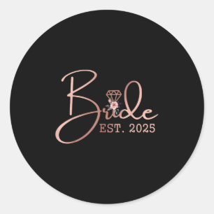 Bride Est 2025 Mrs. Junggeselinnen-Abschied Weddin Runder Aufkleber