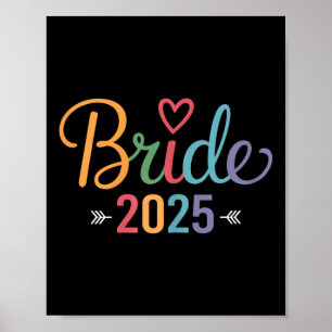 Bride Est 2025 Verheiratet Wedding Brautparty Bach Poster
