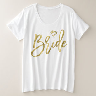 Bride Faux Gold Foil Plus Taille T-shirt Diamond