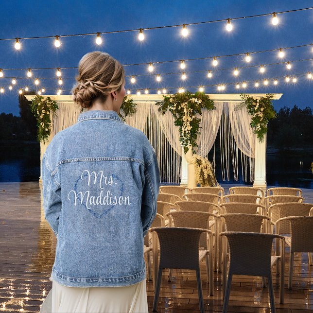 Bride Floral Heart Mit Monogramm Jeansjacke (Von Creator hochgeladen)