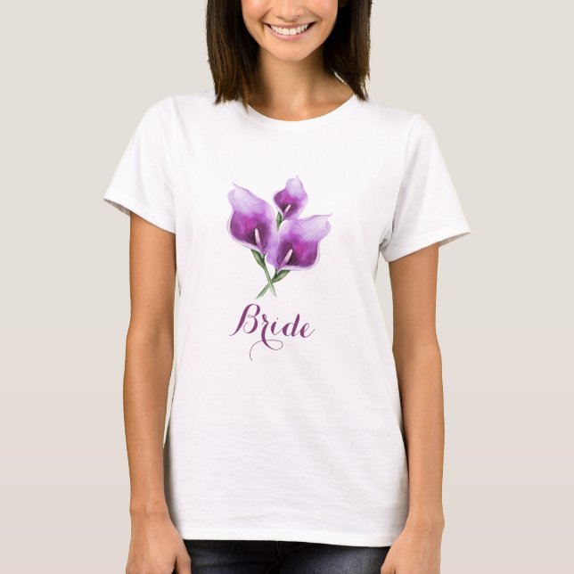 Bride Floral Lila Calla Lily Wedding T-Shirt (Vorderseite)