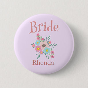 Bride Floral Wedding Brautparty Button