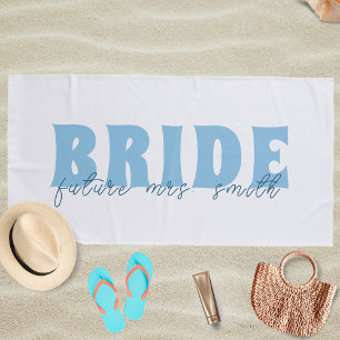 Bride Future Frau Individuelle Name White and Blue Strandtuch