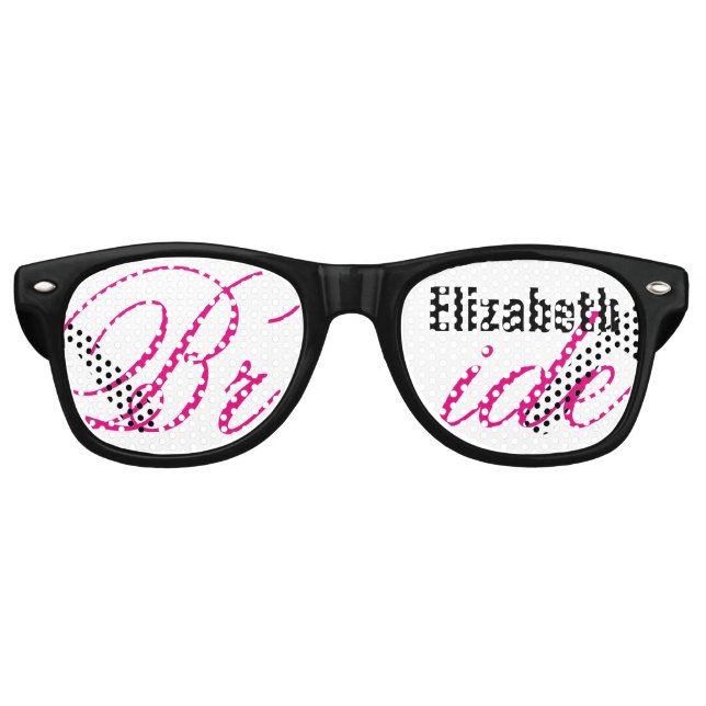 Bride Gastgeschenk Hochzeit Black and Pink Individ Partybrille (Vorderseite)