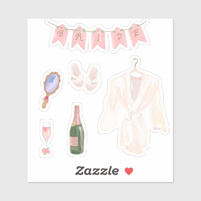 Bride Getting Ready Scrapbooking-Aufkleber Aufkleber (Blatt)