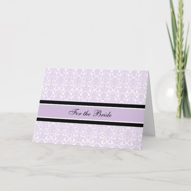 Bride Glückwunsch Hochzeit Lilac Damask Karte (Vorderseite)