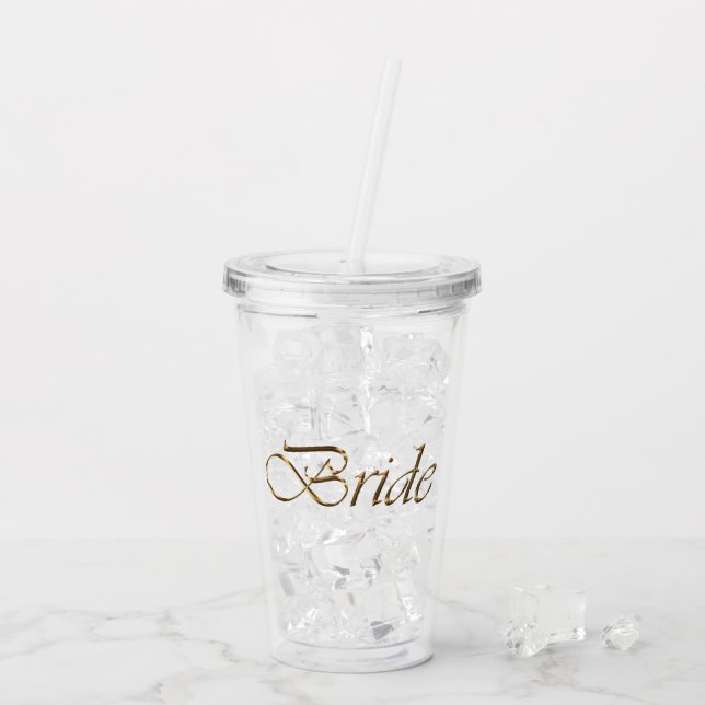 Bride gold Drehbuch eleganter Junggeselinnen-Absch Acryltrinkbecher (Rückseite Ice)
