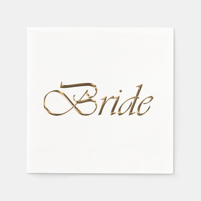 Bride gold Drehbuch elegantes Brautparty weiß Serviette (Vorderseite)