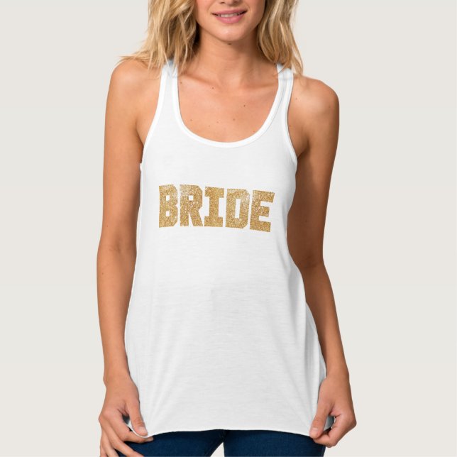 Bride Gold Glitzer Bachelorette Tank Top (Vorderseite)