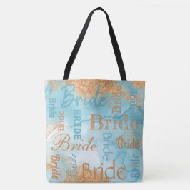 Bride Gold Turquoise Script Moderne Hochzeit Tasche