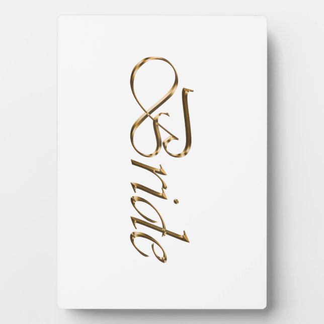 Bride, goldenes Drehbuch eleganter weißer Tisch Fotoplatte (Vorderseite)