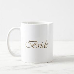 Bride, goldenes Drehbuch elegantes Weiß Kaffeetasse