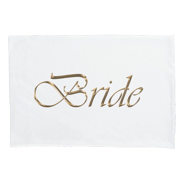 Bride, goldenes Drehbuch elegantes Weiß Kissenbezug (Vorderseite)