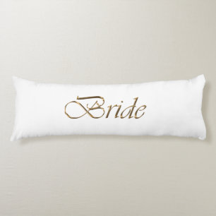 Bride, goldenes Drehbuch elegantes Weiß Seitenschläferkissen