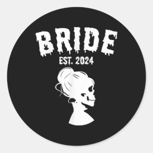 Bride Groom 2024 Skelettpaare Matching Wedding Runder Aufkleber
