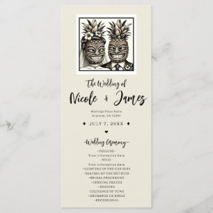 Bride & Groom Aloha Pineaple Tiki Wedding Program Programm