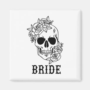Bride Groom Bloral Skull Halloween Bachelo Magnet