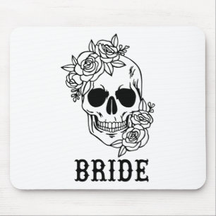 Bride Groom Bloral Skull Halloween Bachelo Mousepad