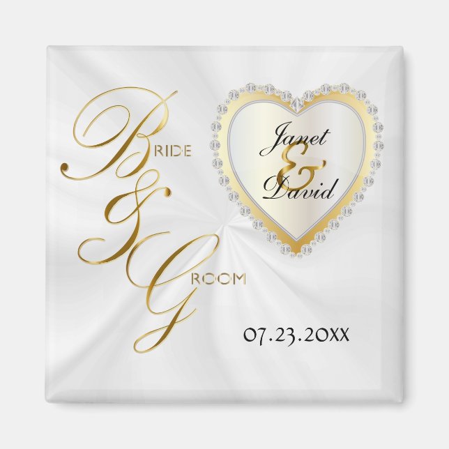 Bride & Groom Elegante Wedding Keepake Magnet (Vorne)