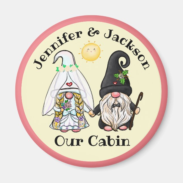 Bride & Groom Gnome Couple Cruise Door Marker Magnet (Vorne)