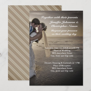 Bride & Groom Grayed Sunset Beach Hochzeit einlade Einladung