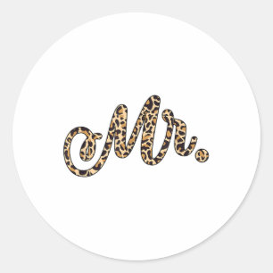 Bride Groom Herr Leopard Print Wedding Matching Co Runder Aufkleber