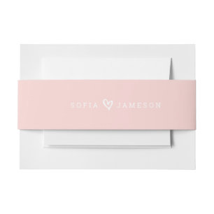 BRIDE & GROOM HERZ Moderne pastellfarbene Rosa Einladungsbanderole