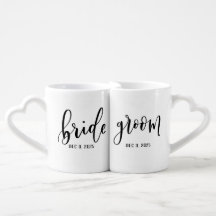BRIDE + GROOM Herz Tasse Set