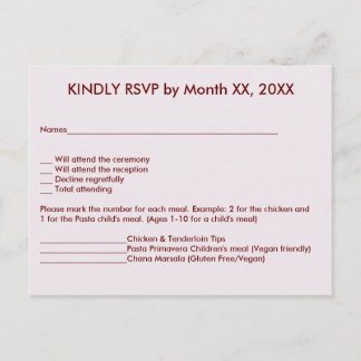 Bride & Groom in Sunset RSVP Menu Postcard Einladungspostkarte