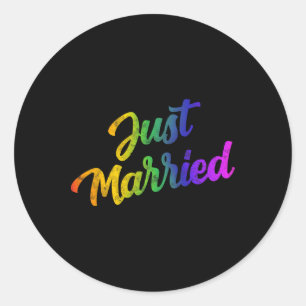 Bride Groom Lgbtq Bachelor Party Wedding T-Shirt - Runder Aufkleber