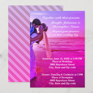 Bride & Groom Lila Sunset Beach Hochzeit einladen Einladung