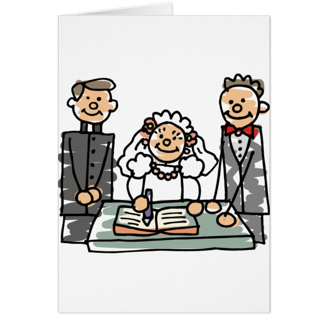 Bride Groom Prêtre Ministre Église Livre Mariage (Devant)