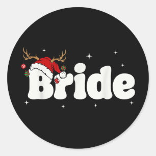 Bride Groom Santa Couples Weihnachtsausstellungen Runder Aufkleber