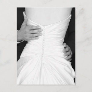 Bride Groom Schwarz-weißes Foto Elegant Rett Datum Ankündigungspostkarte