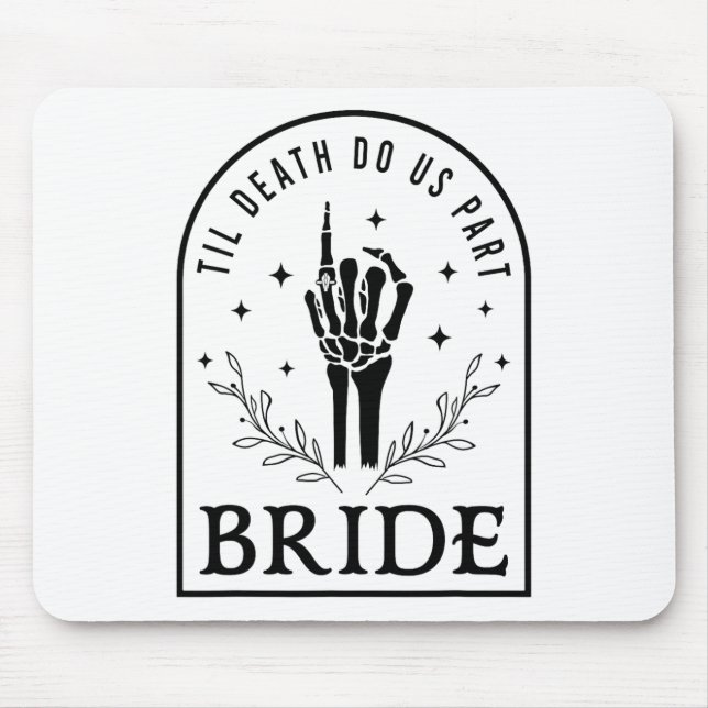 Bride Groom Skeleton Gothic Halloween Verlobung W Mousepad (Vorne)