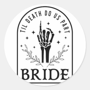Bride Groom Skeleton Gothic Halloween Verlobung W Runder Aufkleber