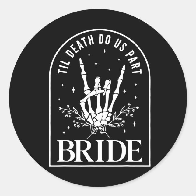 Bride Groom Skeleton Rock Hand Paare Wedding Hal Runder Aufkleber (Vorderseite)