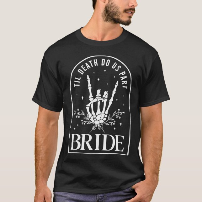 Bride Groom Skeleton Rock Hand Paare Wedding Hal T-Shirt (Vorderseite)