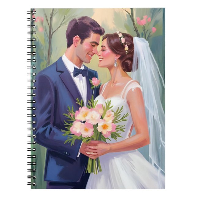 Bride & Groom | Wedding Newlyweds Watercolor Notizblock (Vorderseite)