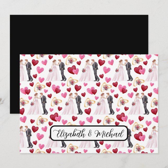 Bride & Groom Wedding Note Card Mitteilungskarte (Vorne/Hinten)