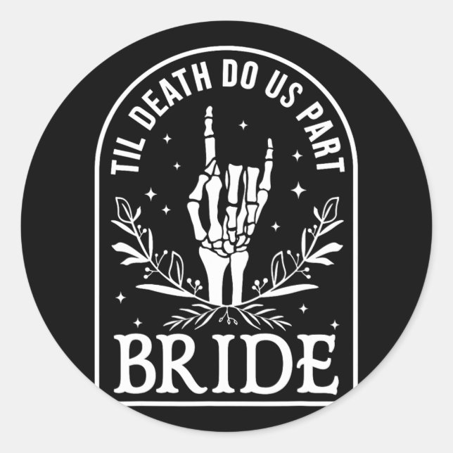 Bride Groom Wedding Verlobung Halloween Couple Ma Runder Aufkleber (Vorderseite)