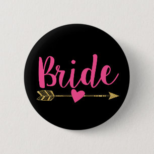 Bride Heiß rosa und schwarz Button