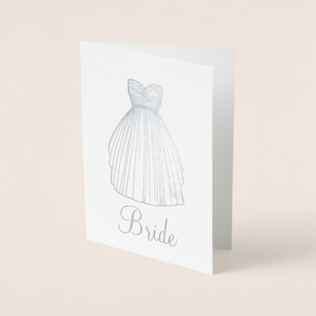 Bride Hübsch Metallic Wedding Dress Gown Bridal Folienkarte (Vorderseite)